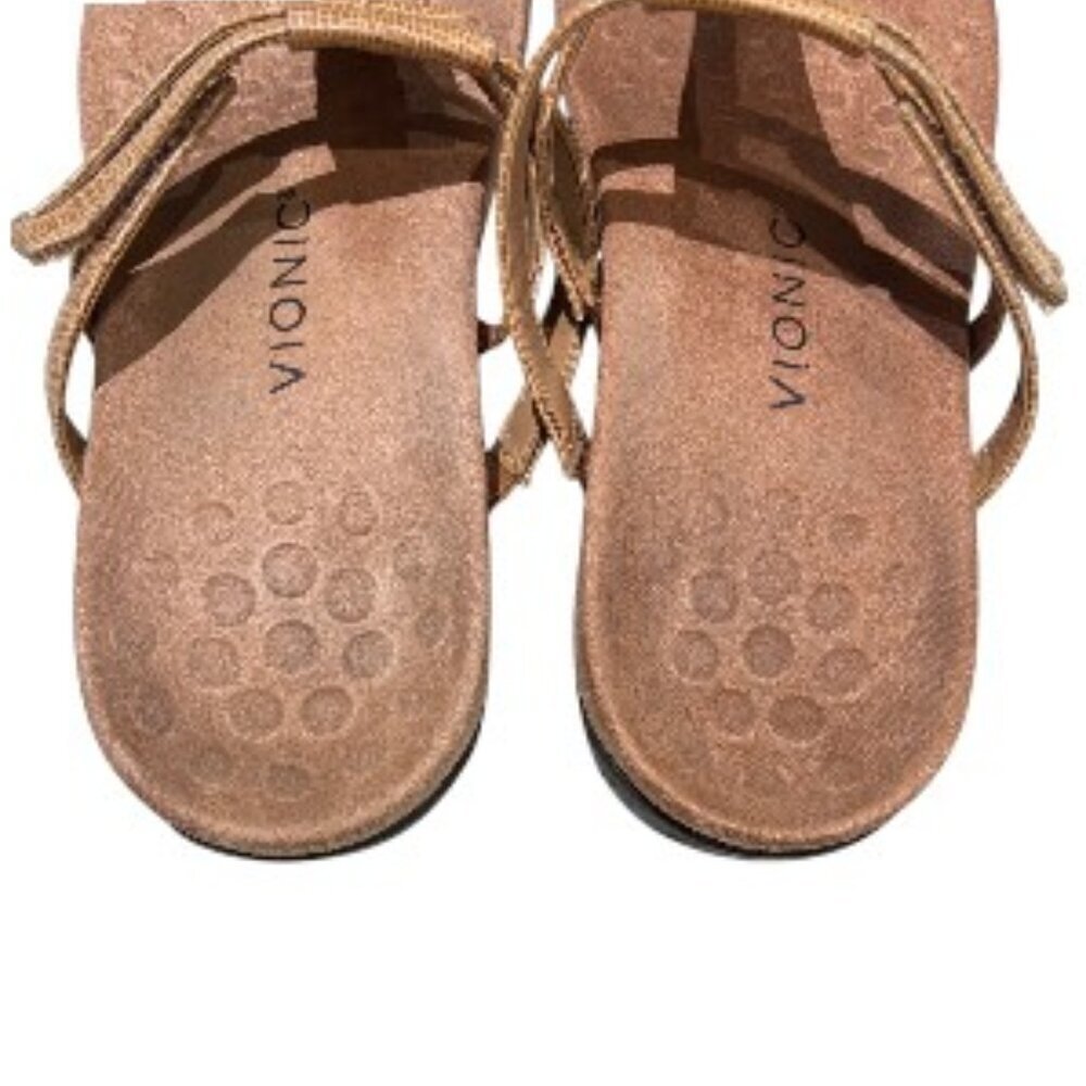 Vionic Adjustable Slip-on Orthotic Thong Sandal Toffee/Brown Size 10 - Picture 4 of 9